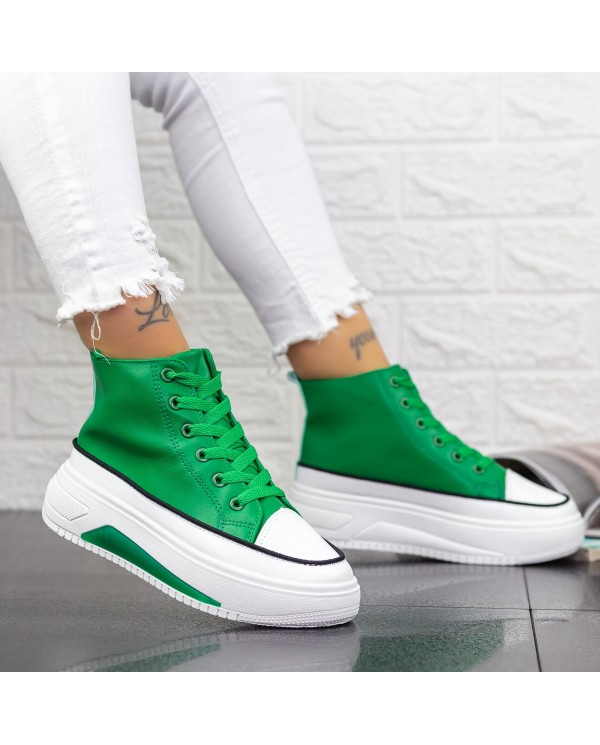 Pantofi Sport Dama cu Platforma 2XJ61 Verde Reina