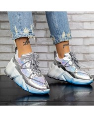 Pantofi Sport Dama cu Platforma M0182-104 Argintiu Reina