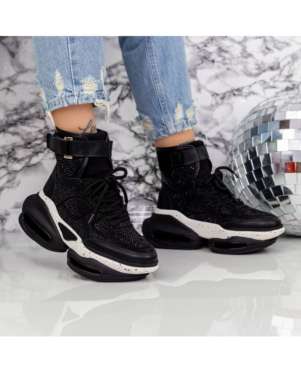 Pantofi Sport Dama cu Platforma M0161-B-1 Negru Reina