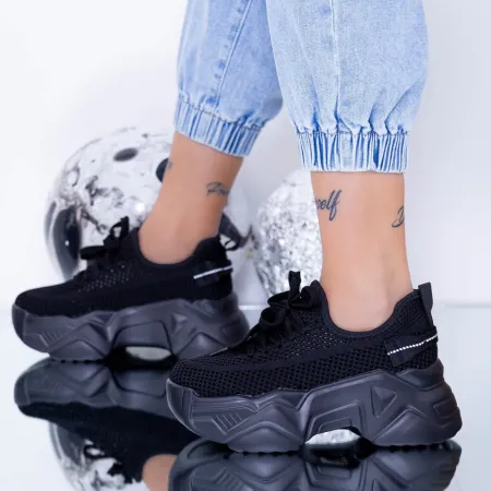 Pantofi Sport Dama cu Platforma WL116 Negru » Reina.Ro