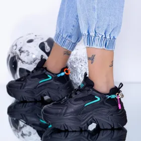 Pantofi Sport Dama cu Platforma WL118 Negru » Reina.Ro