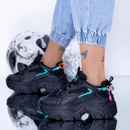 Pantofi Sport Dama cu Platforma WL118 Negru » Reina.Ro
