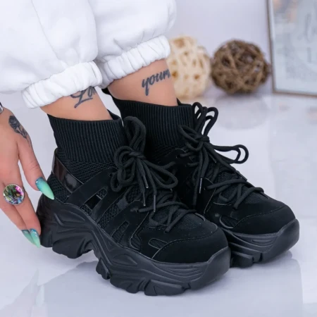 Pantofi Sport Dama cu Platforma WL119 Negru » Reina.Ro