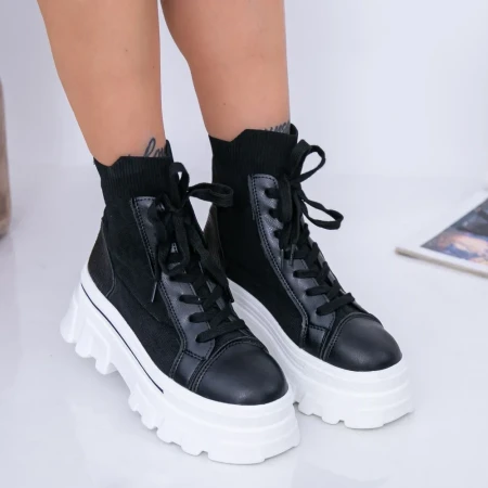 Ghete Dama WL179 Negru-Alb » Reina.Ro