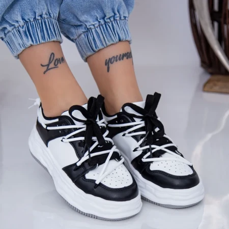 Pantofi Sport Dama XJ16 Negru-Alb » Reina.Ro