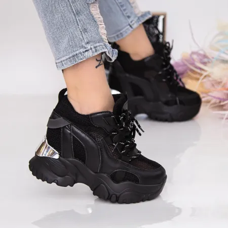 Pantofi Sport Dama cu Platforma WL175 Negru » Reina.Ro