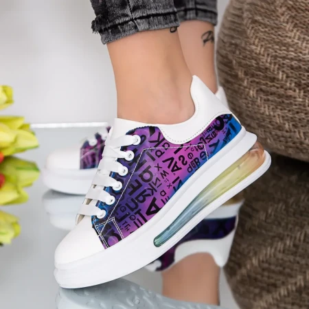 Pantofi Sport Dama JG33 Alb-Mov » Reina.Ro