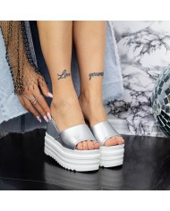 Papuci Dama cu Platforma XN70 Argintiu Mei