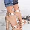Sandale Dama cu Toc gros XKK161D Champagne » Reina.Ro