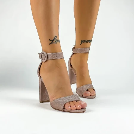 Sandale Dama cu Toc gros XKK528 Champagne » Reina.Ro