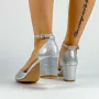 Sandale Dama cu Toc gros XKK566 Argintiu » Reina.Ro