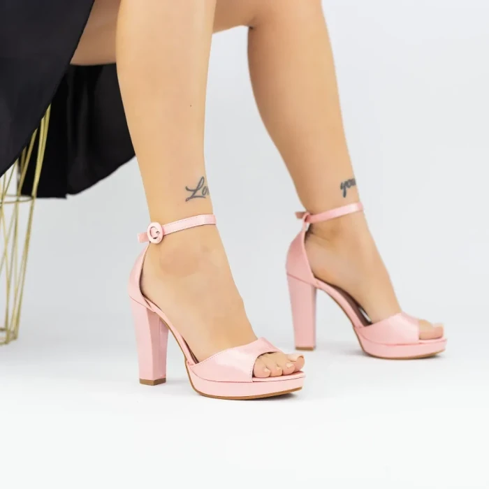 Sandale Dama cu Toc gros si Platforma 2BD16 Roz » Reina.Ro