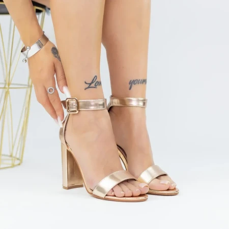Sandale Dama cu Toc gros 2XKK571A Champagne » Reina.Ro
