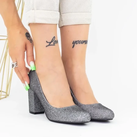 Pantofi cu Toc gros 2YXD27 Guncolor » Reina.Ro