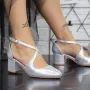 Pantofi cu Toc gros 2YXD30 Argintiu » Reina.Ro