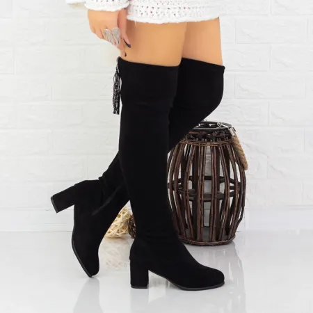 Cizme Dama cu Toc gros 2W286 Negru » Reina.Ro