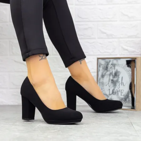 Pantofi cu Toc gros 2YXD33 Negru » Reina.Ro