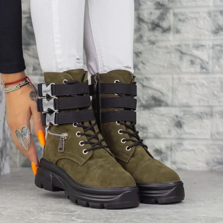 Ghete Dama 2MX367A Verde olive-Negru » Reina.Ro