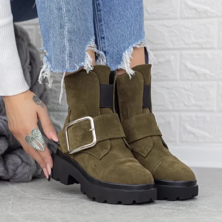 Ghete Dama cu Platforma 2MX383A Verde olive-Negru » Reina.Ro