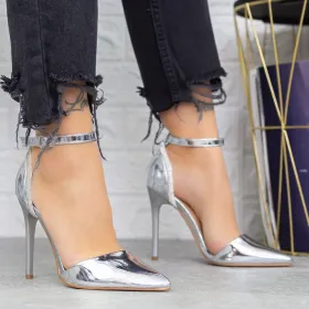 Pantofi Stiletto KV61 Argintiu » Reina.Ro
