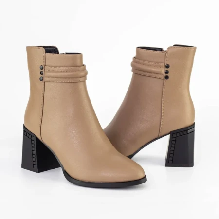 Botine Dama cu toc gros K822-1B Kaki » Reina.Ro