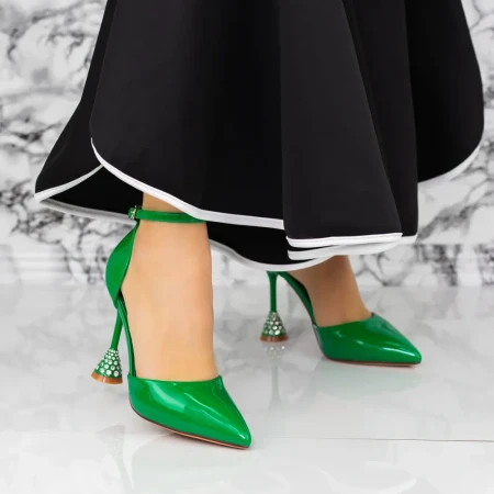 Pantofi cu Toc subtire 2DC5 Verde » Reina.Ro