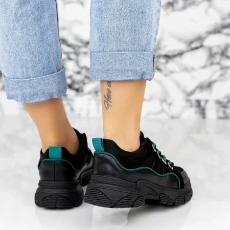 Pantofi Sport Dama 2N37 Negru-Verde » Reina.Ro