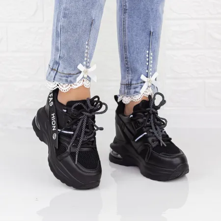 Pantofi Sport Dama cu Platforma 2MX6 Negru » Reina.Ro