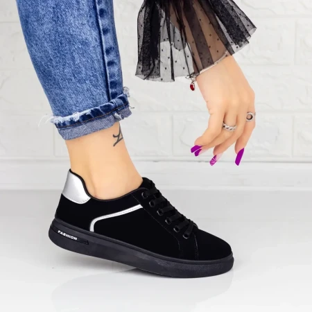 Pantofi Sport Dama 2M3 Negru-Argintiu » Reina.Ro