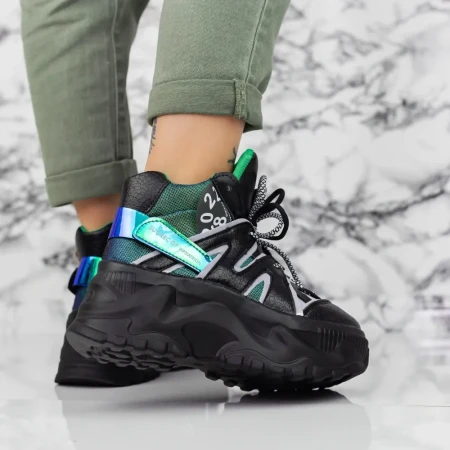 Pantofi Sport Dama cu Platforma 2WL93 Negru » Reina.Ro