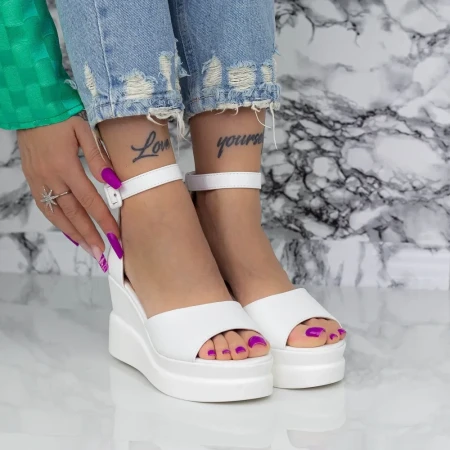 Sandale Dama cu Platforma 2Y1 Alb » Reina.Ro