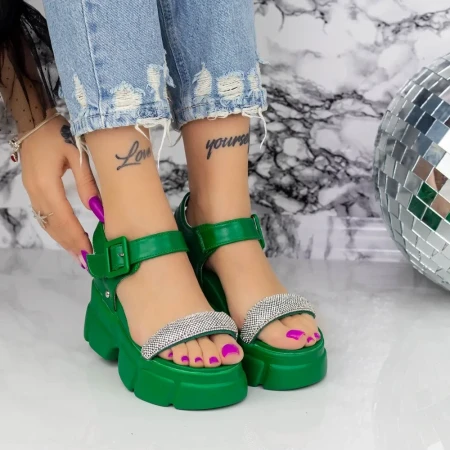 Sandale Dama cu Platforma 2WL100 Verde » Reina.Ro