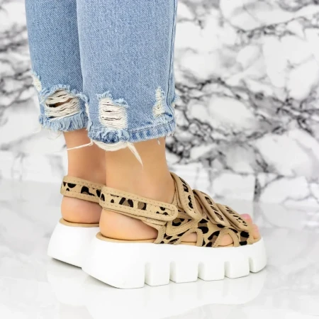 Sandale Dama cu Platforma 2WL87 Bej » Reina.Ro