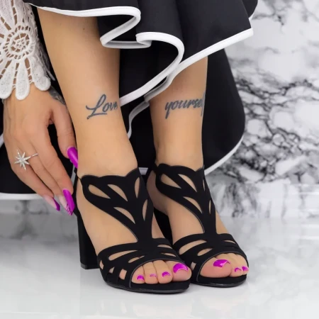 Sandale Dama cu Toc gros 2XKK95 Negru » Reina.Ro