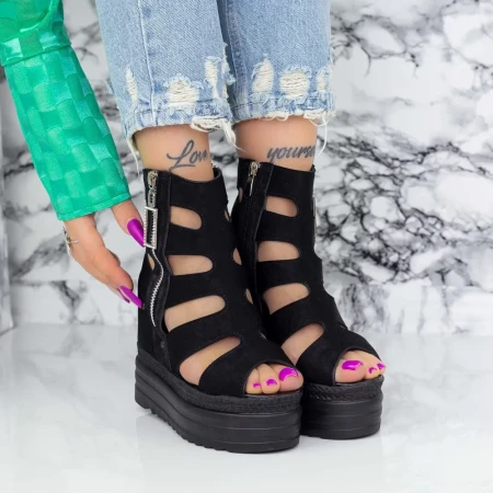 Sandale Dama cu Platforma 2W68 Negru » Reina.Ro