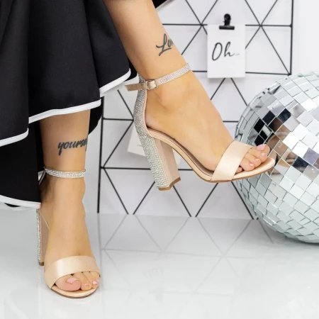 Sandale Dama cu Toc gros 2XKK88 Bej » Reina.Ro