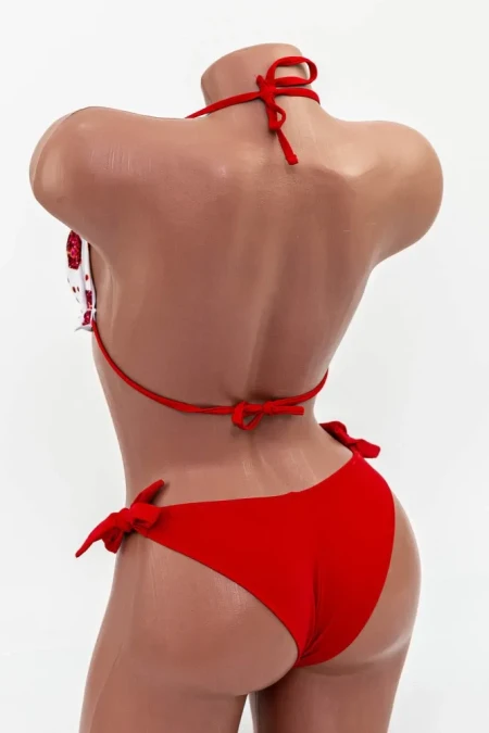 Costum de Baie Dama 2 Piese F62 Alb-Rosu » Reina.Ro