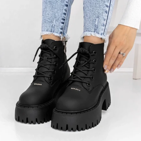 Ghete Dama cu Platforma 3YJ10 Negru » Reina.Ro
