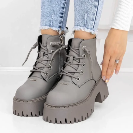 Ghete Dama cu Platforma 3YJ10 Gri » Reina.Ro