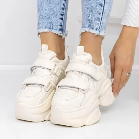 Pantofi Sport Dama cu Platforma 3WL71 Alb » Reina.Ro