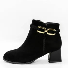 Botine Dama cu Toc gros 5256 Negru » Reina.Ro