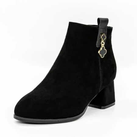 Botine Dama cu Toc gros 5251 Negru » Reina.Ro