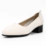 Pantofi cu Toc gros 5261 Crem » Reina.Ro