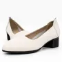 Pantofi cu Toc gros 5261 Crem » Reina.Ro