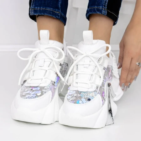 Pantofi Sport Dama cu Platforma 3WL72 Alb » Reina.Ro