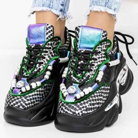 Pantofi Sport Dama cu Platforma 3WL73 Negru » Reina.Ro