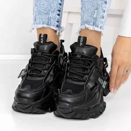 Pantofi Sport Dama cu Platforma 3WL107 Negru » Reina.Ro