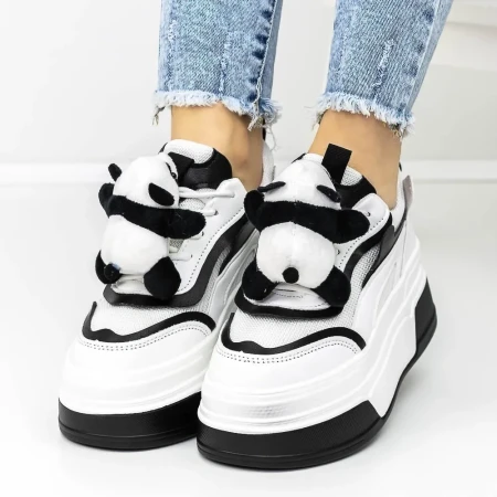 Pantofi Sport Dama cu Platforma 3WL170 Alb » Reina.Ro