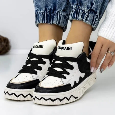 Pantofi Sport Dama 3WL105 Negru-Alb » Reina.Ro