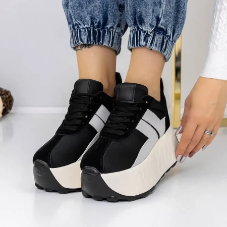 Pantofi Sport Dama cu Platforma 3WL121 Negru » Reina.Ro